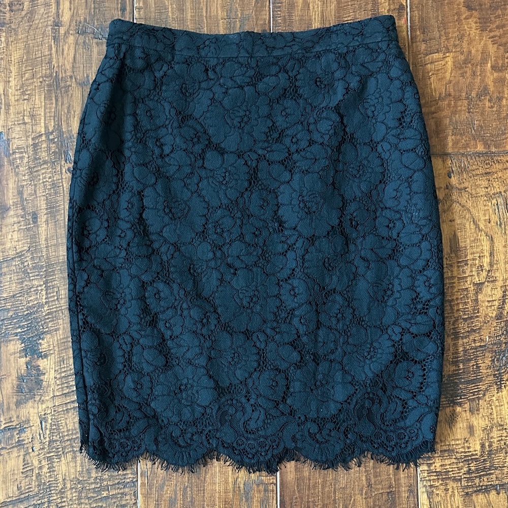 Ann Taylor Elegant Black Lace Pencil Skirt